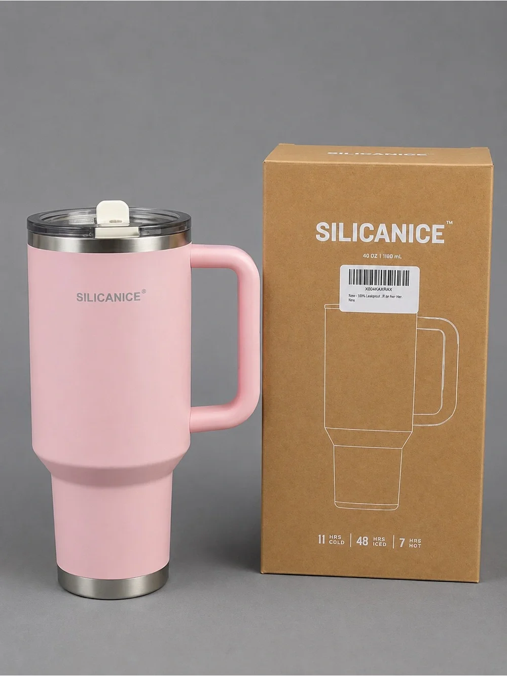 Pink Insulated Travel Mug with Handle
